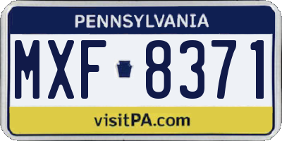 PA license plate MXF8371