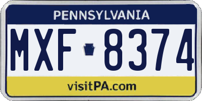 PA license plate MXF8374