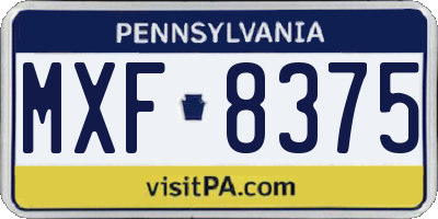 PA license plate MXF8375