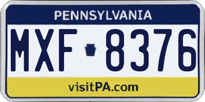 PA license plate MXF8376