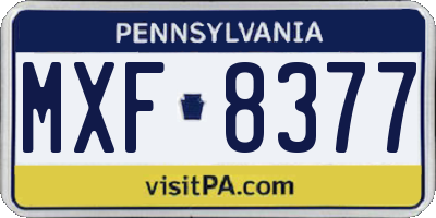 PA license plate MXF8377