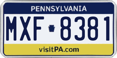 PA license plate MXF8381