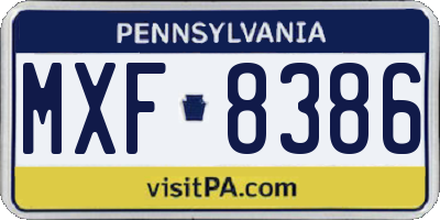 PA license plate MXF8386