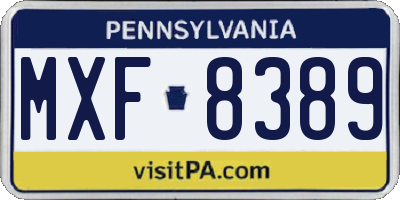 PA license plate MXF8389