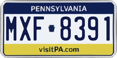 PA license plate MXF8391