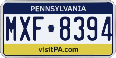 PA license plate MXF8394
