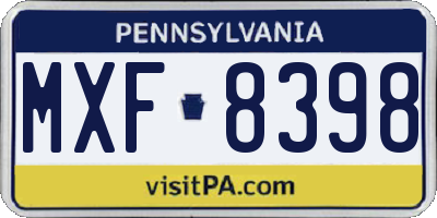 PA license plate MXF8398