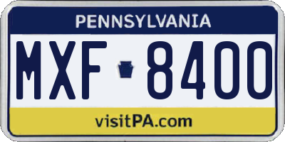 PA license plate MXF8400