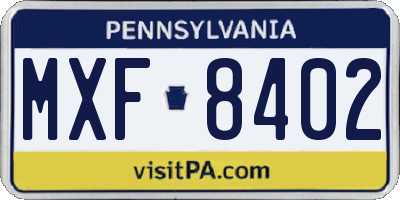 PA license plate MXF8402