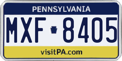 PA license plate MXF8405