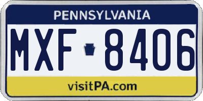 PA license plate MXF8406