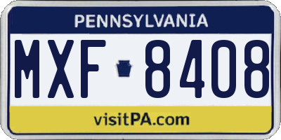 PA license plate MXF8408