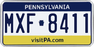 PA license plate MXF8411