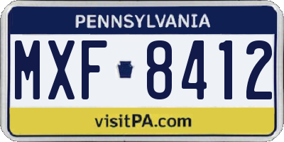 PA license plate MXF8412
