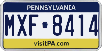 PA license plate MXF8414