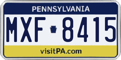 PA license plate MXF8415