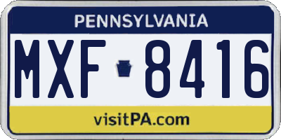 PA license plate MXF8416