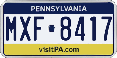 PA license plate MXF8417