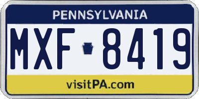 PA license plate MXF8419