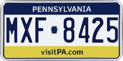 PA license plate MXF8425