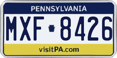 PA license plate MXF8426