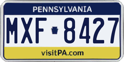 PA license plate MXF8427