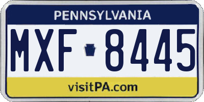 PA license plate MXF8445