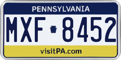 PA license plate MXF8452