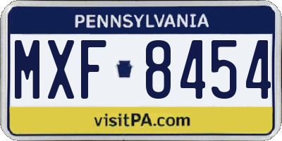 PA license plate MXF8454