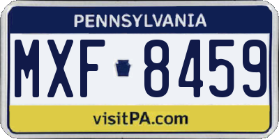 PA license plate MXF8459