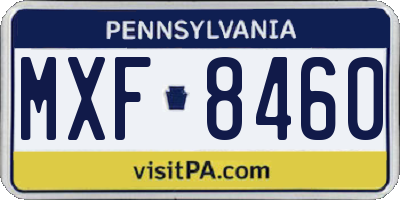 PA license plate MXF8460