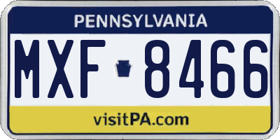 PA license plate MXF8466
