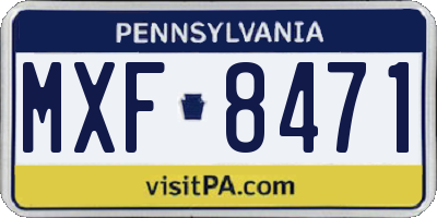 PA license plate MXF8471