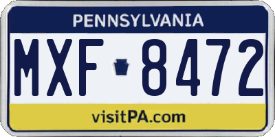 PA license plate MXF8472