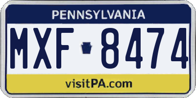 PA license plate MXF8474