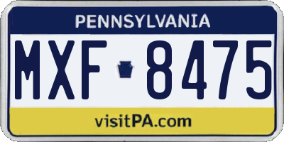 PA license plate MXF8475