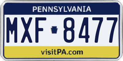 PA license plate MXF8477
