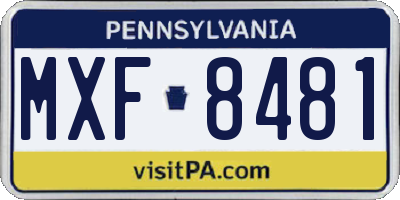PA license plate MXF8481