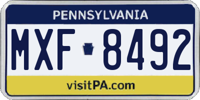PA license plate MXF8492