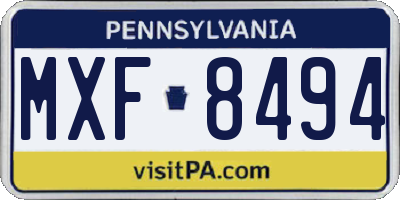 PA license plate MXF8494