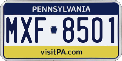 PA license plate MXF8501