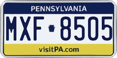 PA license plate MXF8505