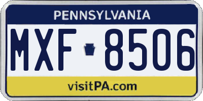 PA license plate MXF8506