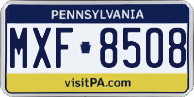 PA license plate MXF8508