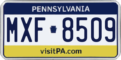 PA license plate MXF8509