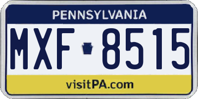PA license plate MXF8515