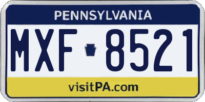PA license plate MXF8521