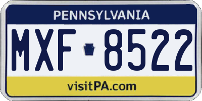 PA license plate MXF8522