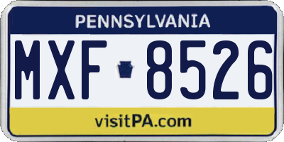 PA license plate MXF8526