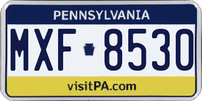 PA license plate MXF8530